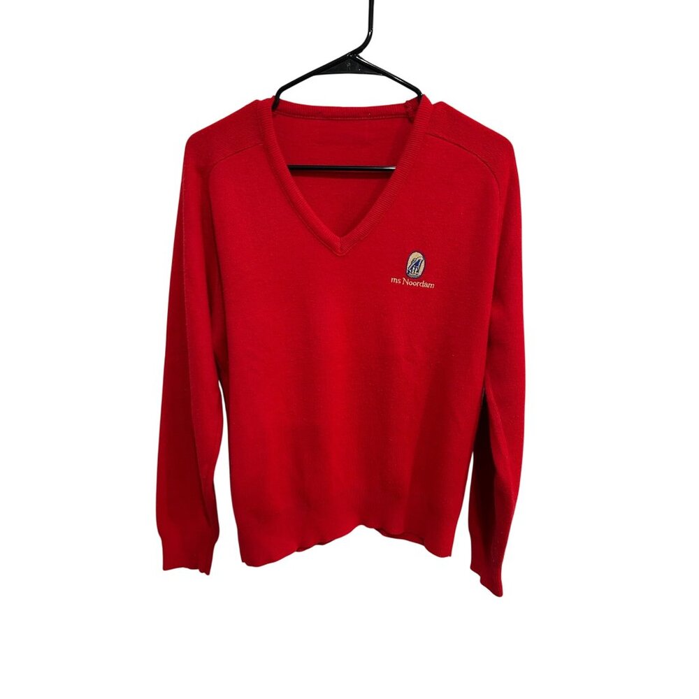 Ms Noordam Embroidered Logo Pullover V-Neck Sweater Unisex Long Sleeve